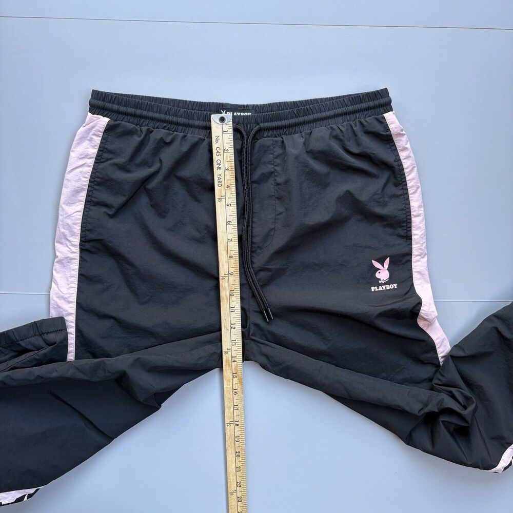 Playboy by PacSun Sweatpants Women Large Black Mesh Lining Track Pants Y2K 200s - Picture 9 of 15